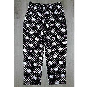 Vintage Y2k Hello Kitty Black Polka Dot Pajama Pants Sleep Bottoms Size Medium